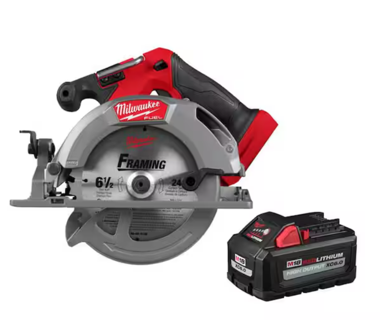 Milwaukee M18 FUEL 18V Brushless 6-1/2" Circular Saw With 6.0 Ah High Output Battery