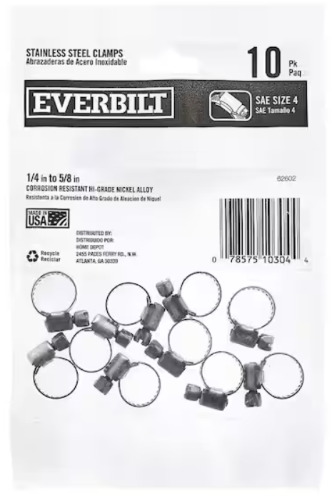 5/16" - 5/8" Stainless Steel Hose Clamp (10-Pack)