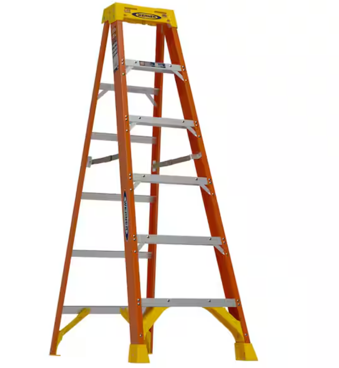 Werner 6 ft Fiberglass Step Ladder, 300 lb Rated