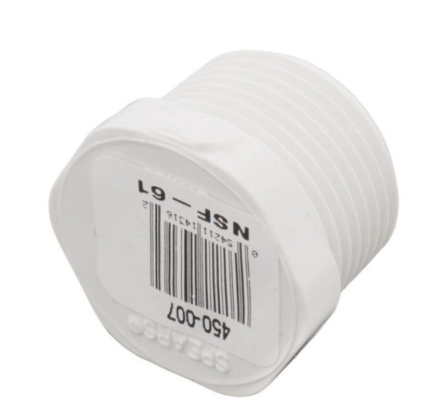 PVC 3/4" Threaded Male Plug, White