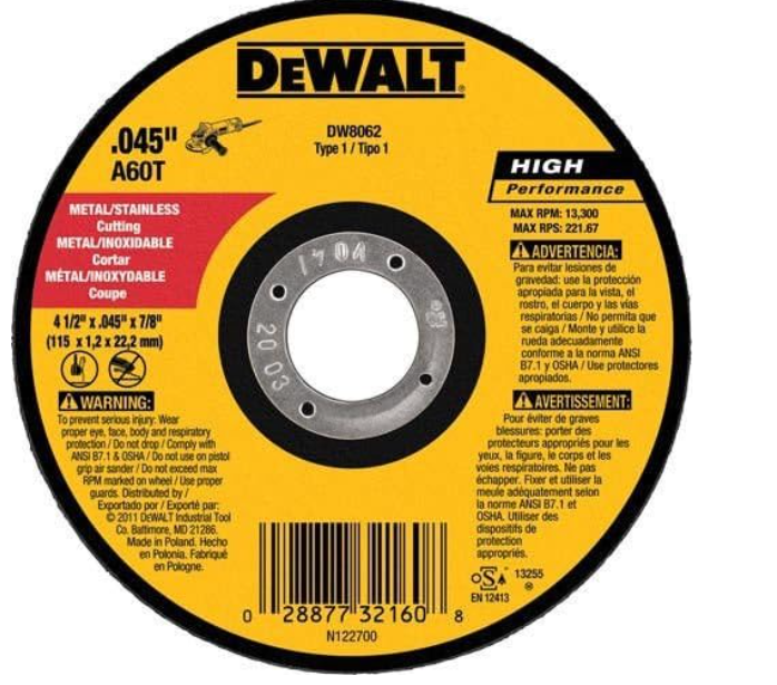 DeWalt 4-1/2" Cut-Off Wheel (5-Pack)