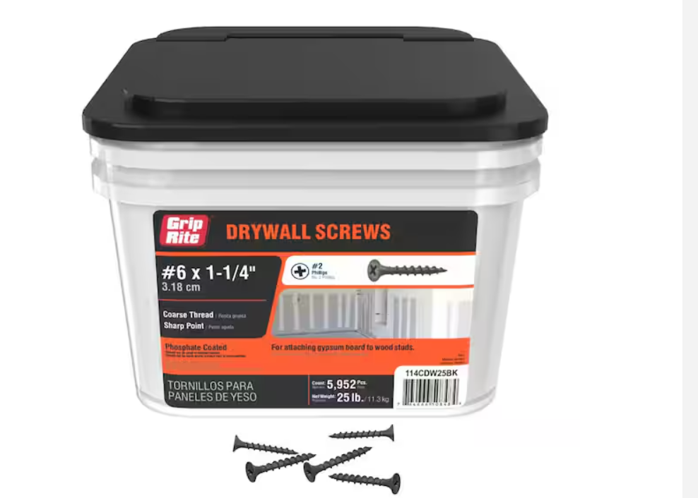 Drywall Screws Black 6 x 1-1/4" 25 lb Bucket