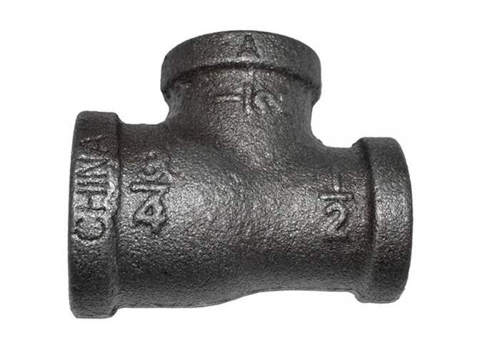 Black Iron Reducing Tee 1/2" x 1/2" x 3/4"