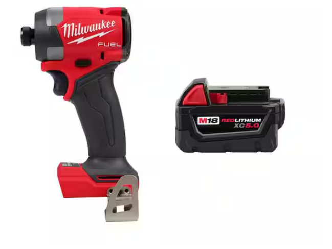 Milwaukee M18 FUEL Brushless 1/4" Hex Impact Driver With 5.0 Ah Battery