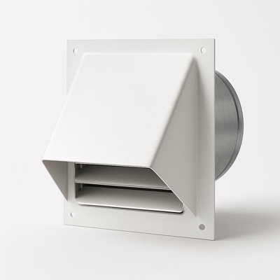 6" Galvanized Steel Exterior Wall Vent Cap, White