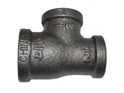 Black Iron Reducing Tee 1/2" x 1/2" x 3/4"