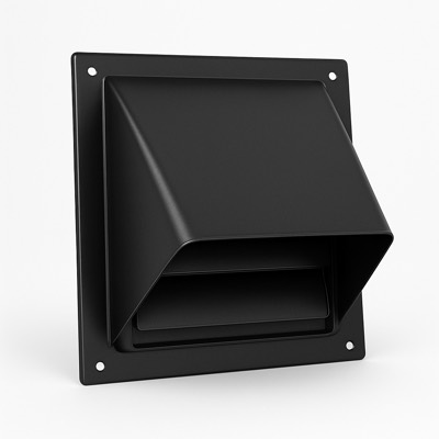 10" Dampered Wall Exhaust Vent Cap, Black
