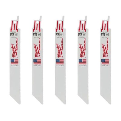 Milwaukee Sawzall Blades 6" 18 TPI Medium Metal (5-Pack)